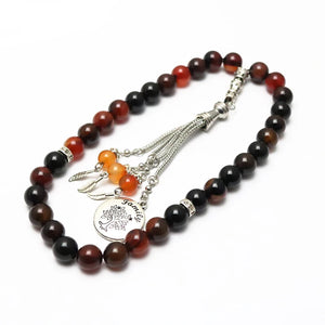 10mm Muslim Gift Carnelian Stone Prayer Bead Bracelet Rosary Tasbih