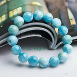 10mm Larimar Stone Round Beads Bracelet 7.5 inches