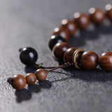 10mm Golden Sandalwood Wooden Prayer Beads Bracelets Buddha Meditation Beads
