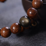 10mm Golden Sandalwood Wooden Prayer Beads Bracelets Buddha Meditation Beads