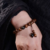 10mm Golden Sandalwood Wooden Prayer Beads Bracelets Buddha Meditation Beads