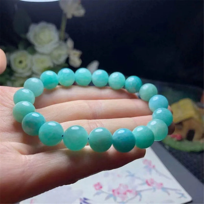 Natural Green Amazonite Bracelet 10mm Beads Reiki Gemstone Strands
