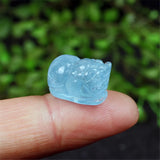 10mm Ocean Aquamarine Pixiu/Piyao Pendant for Love & Wealth