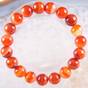 10mm Orange Red Veins Agate Bangle Bracelet