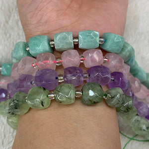10mm Natural Prehnite Amethyst Amazonite Rose Quartz Beads 15''