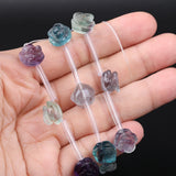 10mm Rainbow Fluorite Rose Flower Beads, Natural Stone Earrings Jewelry Making