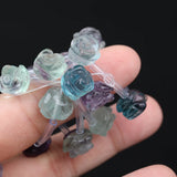 10mm Rainbow Fluorite Rose Flower Beads, Natural Stone Earrings Jewelry Making