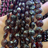10mm Natural Red Garnet Stone Beads 15'' Faceted Coin Button DIY