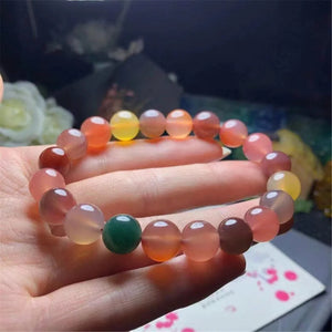 10mm Natural Salt Agate Bracelet for Women Men Healing Love Gift Stone Beads