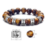 Personalized Tiger Eyes Stone Bracelet with Engraved Name
