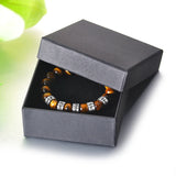 Personalized Tiger Eyes Stone Bracelet with Engraved Name