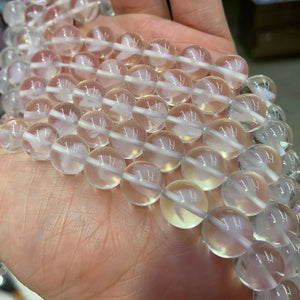 10mm Natural Ghost Quartz Beads 15'' Faceted Round DIY Loose Beads