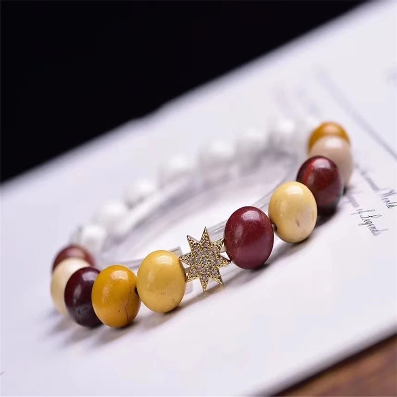 10mm Turquoise Egg Yolk Stone Bracelet for Men Women