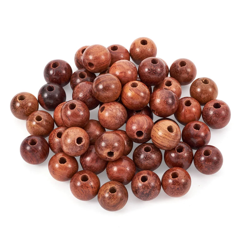 10mm Natural Wood Beads Round Waxed Ball Spacer Beads Bulk Wooden Loose Beads
