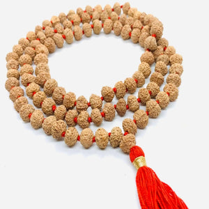 10mm Natural Brown Rudraksha 108 Knot Meditation Necklace Emotional Relief