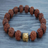 10mm Natural brown round Rudraksha Buddha head Bracelet