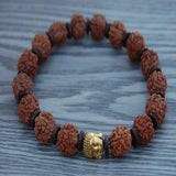 10mm Natural brown round Rudraksha Buddha head Bracelet