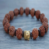 10mm Natural brown round Rudraksha Buddha head Bracelet