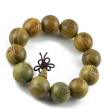 Natural Green Sandalwood Carved Buddha's Bracelet Seven Chakras Calming