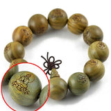 Natural Green Sandalwood Carved Buddha's Bracelet Seven Chakras Calming
