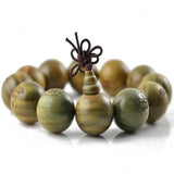 Natural Green Sandalwood Carved Buddha's Bracelet Seven Chakras Calming