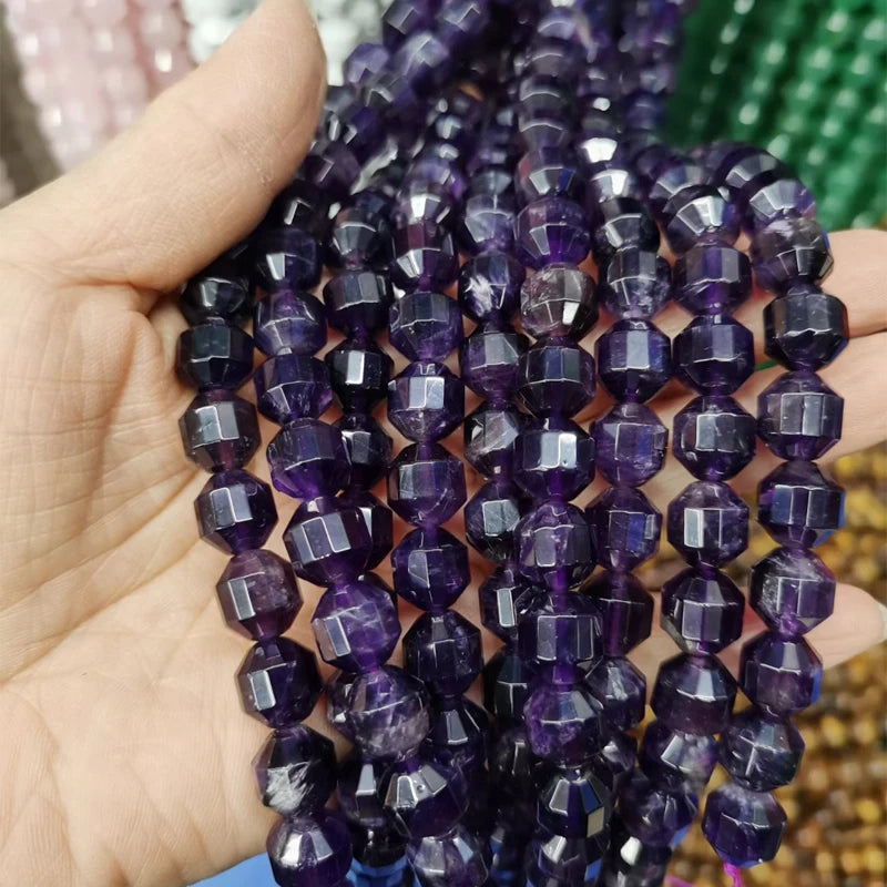 10mm Faceted Natural Stone Beads for Jewelry Making