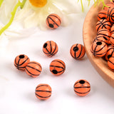 10mm Orange Basketball Stripe Acrylic Round Beads for DIY Jewelry