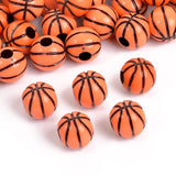 10mm Orange Basketball Stripe Acrylic Round Beads for DIY Jewelry