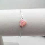 10mm Pink Heart Fire Opal Bracelet 925 Silver Box Chain Bracelet for Women Kids