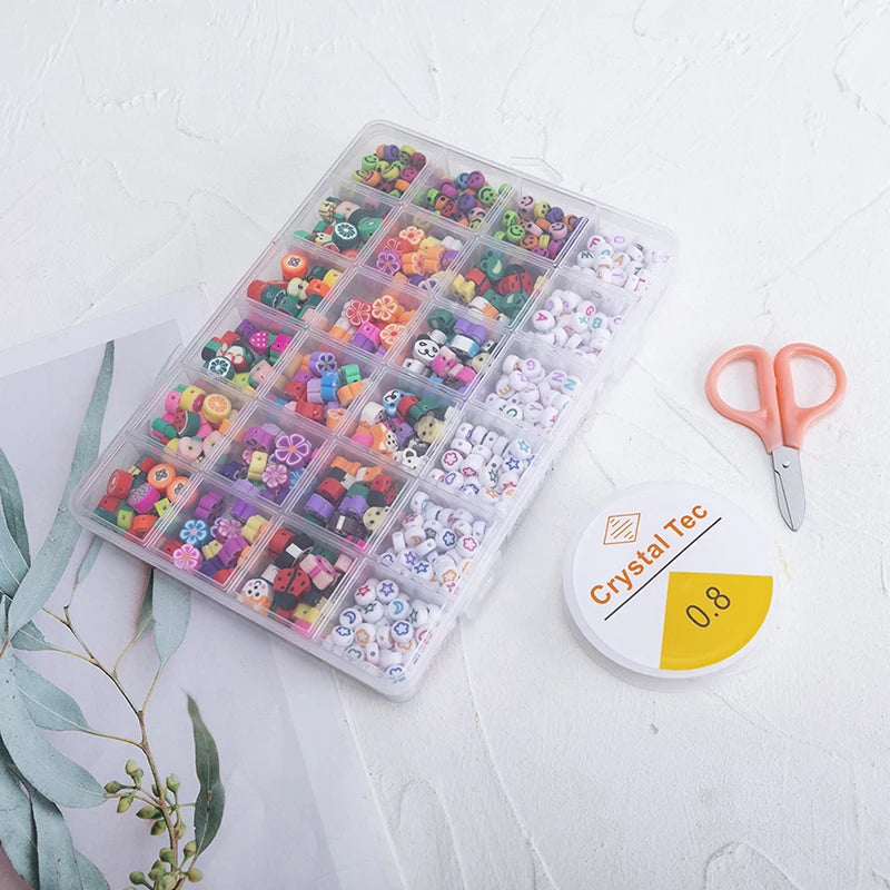 10mm Polymer Clay Beads Set Box for Jewelry Making DIY Bracelet
