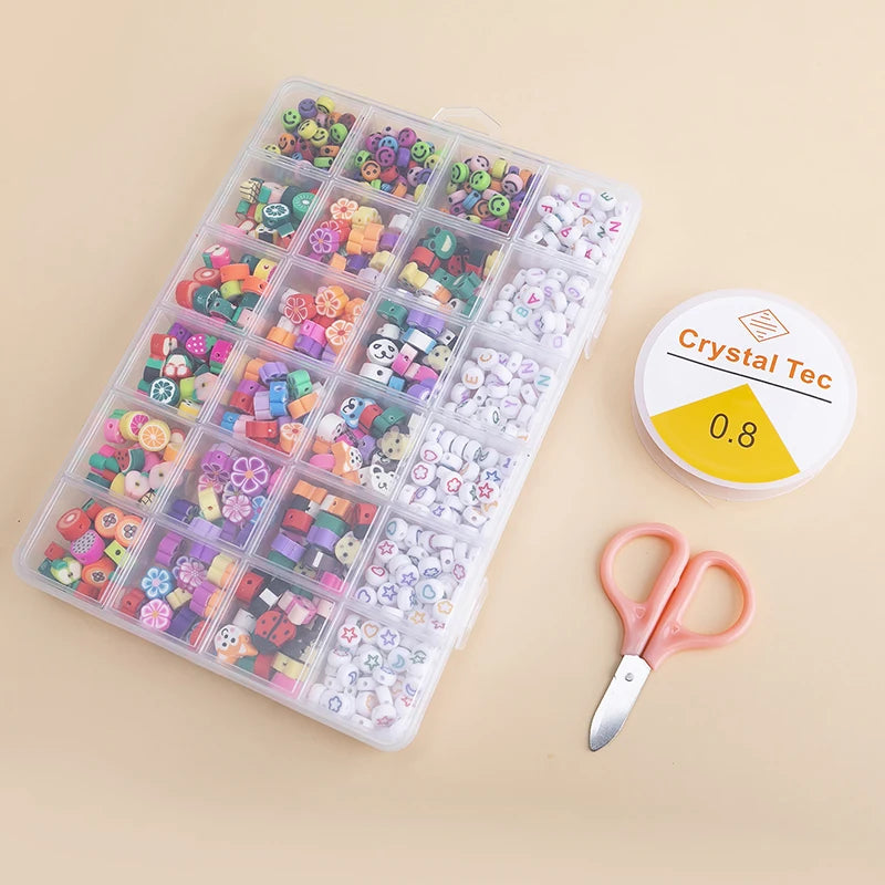 10mm Polymer Clay Beads Set Box for Jewelry Making DIY Bracelet