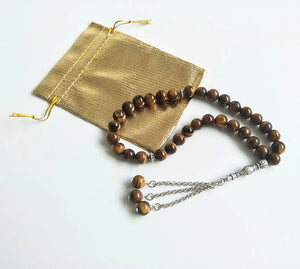 10mm Tiger Eye Stone Islamic Prayer 33 Beads Tasbih Misbaha Muslim Bracelet