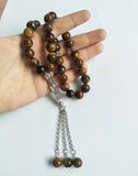 10mm Tiger Eye Stone Islamic Prayer 33 Beads Tasbih Misbaha Muslim Bracelet