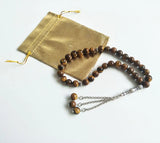 10mm Tiger Eye Stone Islamic Prayer 33 Beads Tasbih Misbaha Muslim Bracelet