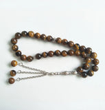 10mm Tiger Eye Stone Islamic Prayer 33 Beads Tasbih Misbaha Muslim Bracelet