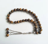 10mm Tiger Eye Stone Islamic Prayer 33 Beads Tasbih Misbaha Muslim Bracelet