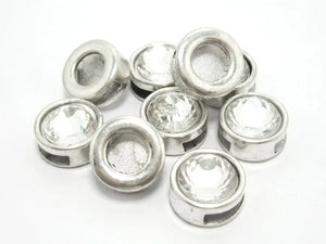10mm Rhinestone Leather Slider Findings for 10x2mm Leather, FR09