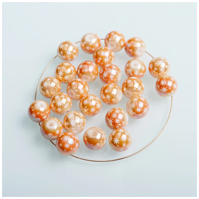 10mm Christmas Star Pattern Glass Beads for DIY