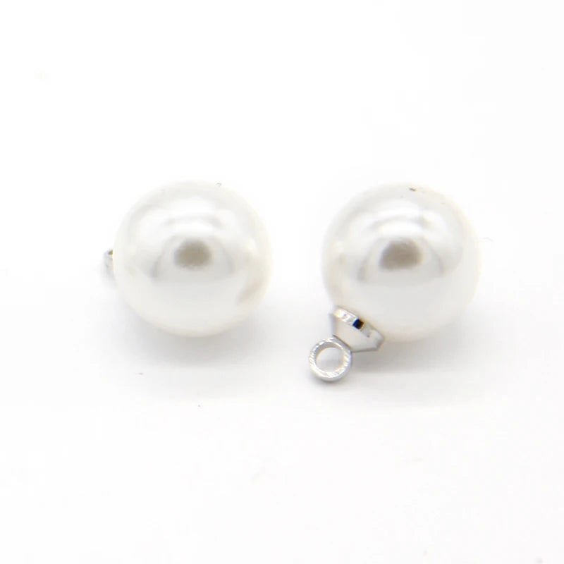 10mm Faux Pearl Metal Shank Buttons Clothing Wedding Shirt Dress Sewing