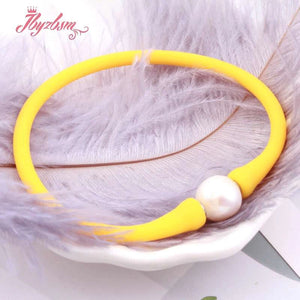 10mm Pearl Silicone Bracelet Waterproof Bangle for Mother