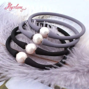 10mm Pearl Silicone Bracelet Waterproof Bangle for Mother