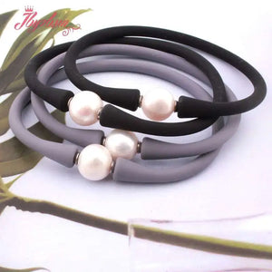 10mm Freshwater Pearl Silicone Bracelet Waterproof Bangle