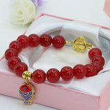 10mm Red Chalcedony Jade Strand Bracelet