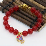 10mm Red Chalcedony Jade Strand Bracelet