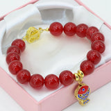 10mm Red Chalcedony Jade Strand Bracelet