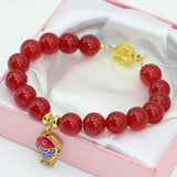 10mm Red Chalcedony Jade Strand Bracelet