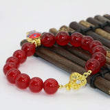 10mm Red Chalcedony Jade Strand Bracelet