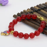 10mm Red Chalcedony Jade Strand Bracelet