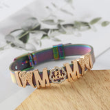 Stainless Steel Mesh Bracelet with MOM Key & Lock Charm