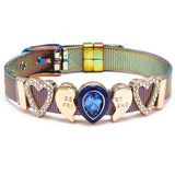 Stainless Steel Mesh Bracelet with MOM Key & Lock Charm